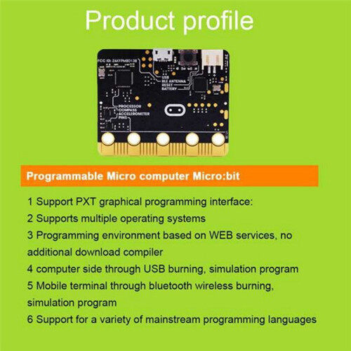 2X BBC Microbit Go Start Kit Micro:Bit BBC DIY Projects Scheda di Sviluppo 'Apprendimento Programmabile Con Guscio Protettivo 2