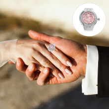 1St Stijlvolle Roze Dames Ring Met Nauwkeurige Tijd