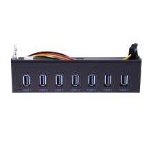 7 Port USB 3.0 Hub 5Gbs 5.25inch CD-ROM Drive Bay CD ROM Front Panel for Computer Case+USB 3.0 19-pin Header to Type-A Male Cable Dual Chip PCI-E 1X