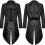 (2XL, Black) Mens Gothic Steampunk Tailcoat Jacket Black Brocade Damask Wedding 1