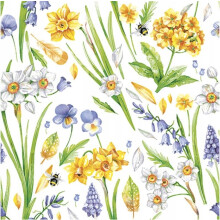 Papirservietter FORÅRSBLOMSTER Eng Påske Fødselsdag 33x33cm 20 stk.