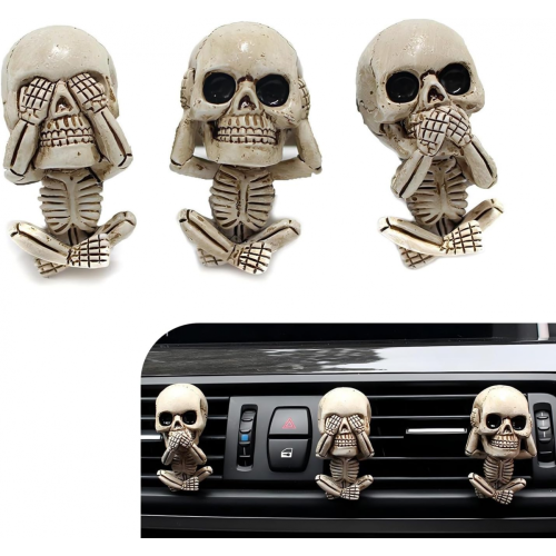 3er-Pack Auto-Lufterfrischer mit Totenkopf-/Skelett-Design, Lüftungsschlitzclips