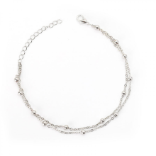Fußkettchen aus Sterlingsilber, 925er Sterlingsilber, zierliche, mehrreihige Charm-Fußkettchen für Damen, trendig