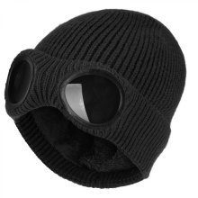 Wintermütze mit Sonnenbrille, Strickmütze, Herren- und Teenager-Wollmütze, Punkmütze, Schwarz