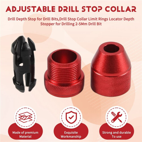 Drill Depth Stop for Drill Bits,Drill Stop Collar Limit Rings Locator Depth Stopper for Drilling 2-5Mm Drill Bit 1