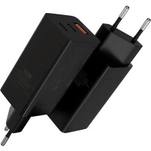 USB C OPLADNING 65W HURTIG OPLADNING USB-A SHUMEIFANG SORT 3-I-1 QC SAMSUNG