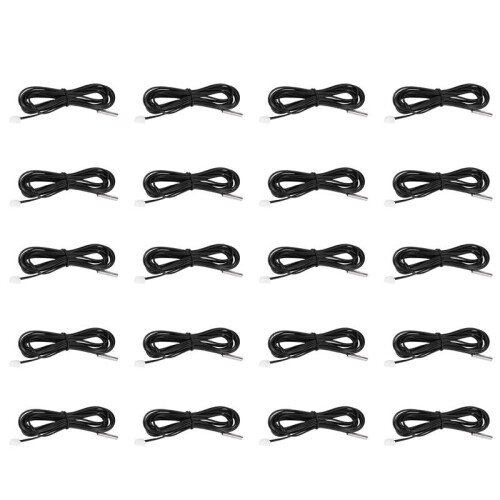 20pcs 2 M NTC Thermistor Temperature Sensor Waterproof Probe Wire 10 K 1% 3950 Black