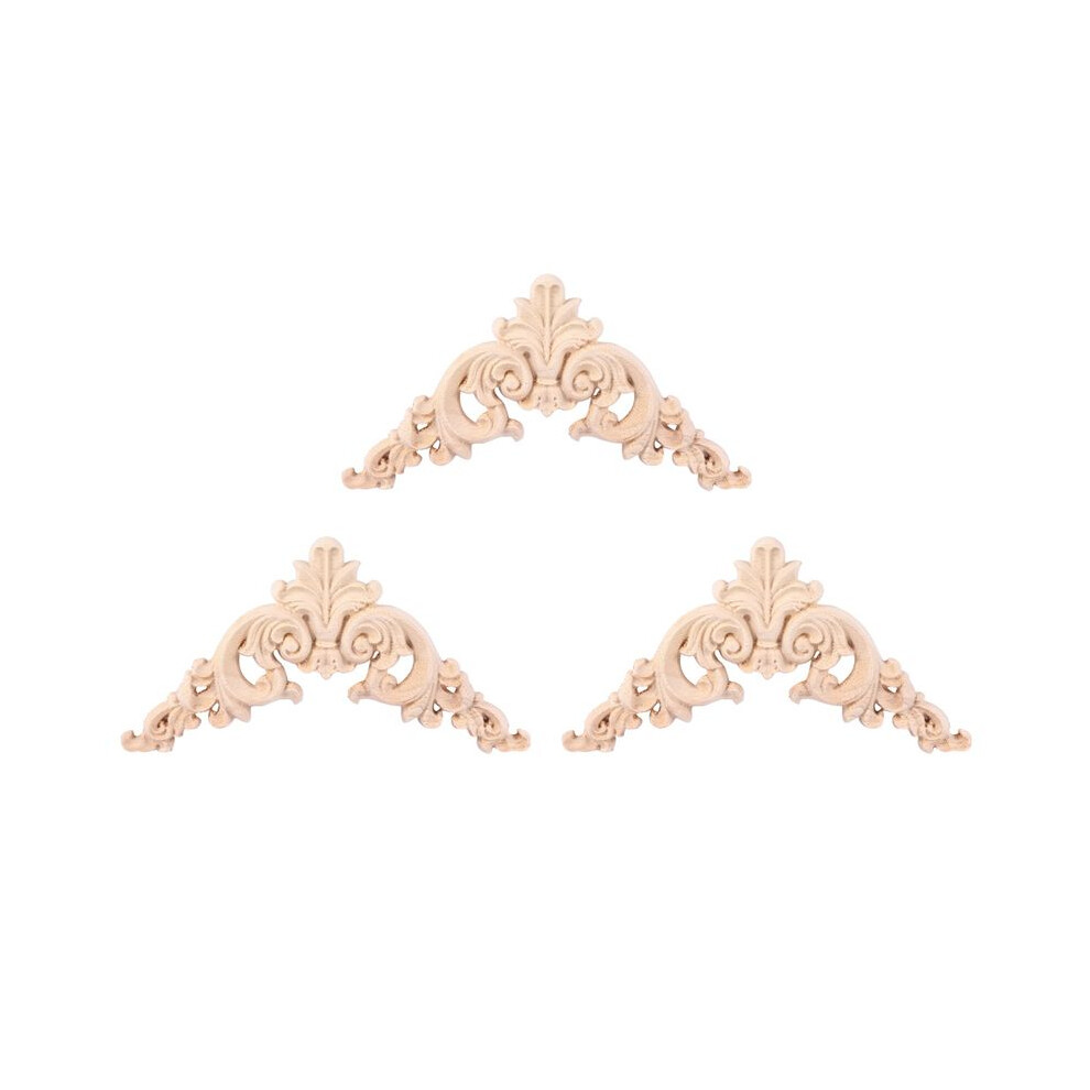 3X Unpainted Wood Oak Carved Corner Onlay Applique Furniture Home Decor 12.5X12.5cm 6031369321004