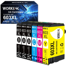 6 kpl mustepatruunoita EPSON 603XL XP-2100 XP-2105 XP-2150 WF-2810 WF-2822 WF-2820 -tulostimille