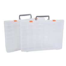 2 Pack Large 48 Grids Clear Plastic Organizer Boxes with Adjustable Dividers, Jewlery Storages Bead Organizers