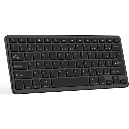 TRÅDLØST BLUETOOTH-TASTATUR SORT iOS Android PC AZERTY 28x12cm