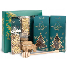 Gaveæske til Sankt Nikolaus og jul med kaffe, te og søde sager