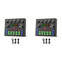 2X V8S Audiomixer met Stemwisselaar, Podcastmixer, Geluidskaart voor Telefoongaming Karaoke Studio Live Streaming Podcast