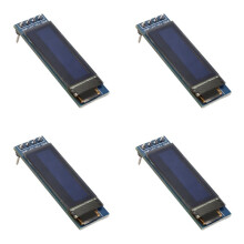 4X Skärmmodul 0,91 Tum SSD1306 OLED-Skärmmodul OLED-Skärmdrivrutin 3,3V, Blått Teckensnitt
