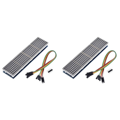 2X MAX7219 Dot Matrix Module 8x8 Common Cathode LED Display 5V 4-in-1 with DuPont Wires Cable for DIY Projects C 1