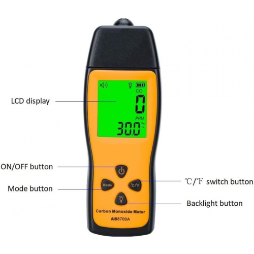 Draagbare koolmonoxidemeter, 80 dB CO-lekdetector, CO-gasanalysator 2