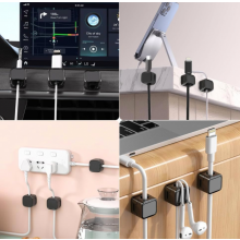 Kabelmanagement für den Schreibtisch, 6er-Set Kabelclips mit Kabelorganizer, Schwarz