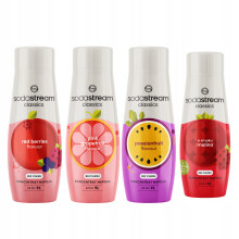 4 Sodastream Sirupper Skovfrugter + Grapefrugt + Passionsfrugt + Hindbær Nul Sukker