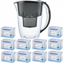 Aquaphor Amethyst 2,8L filterkande + 10 patroner, sort