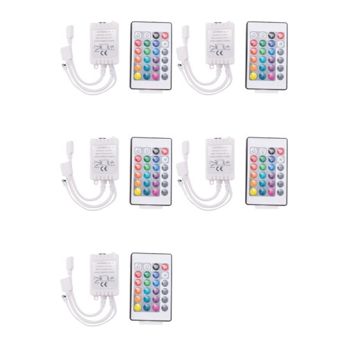 5X Led Strip Lights Controller, Controller RGB Led Strip Light Controller + Infrarood Afstandsbediening 24 Toetsen