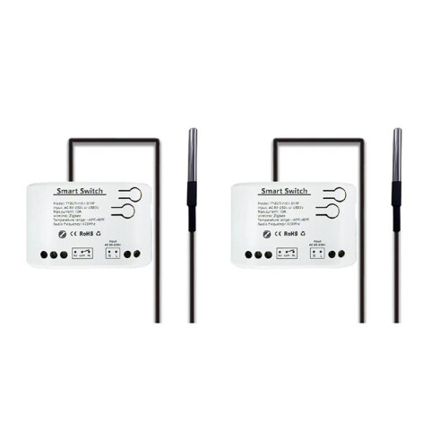 2X Tuya  Zigbee  with Temperature Sensor Passive Dry Contact Zigbee Relay Work with Home Assistant AC 85-250V