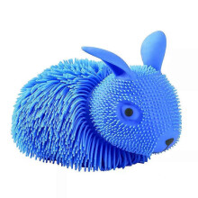 (Blue Longhair Rabbit) TPR Stress Pinch Joy Kids Stress Pull Toy Long Hairball Soft Silicone Vent Gift