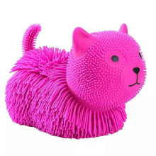 (Red Longhair Cat) TPR Stress Pinch Joy Kids Stress Pull Toy Long Hairball Soft Silicone Vent Gift