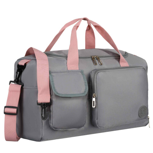 PTN 23032-8274 Grå-Pink Rejsetaske