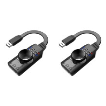 2X USB Externe Geluidskaartadapter 7.1-Kanaals USB-Computerspelgeluidskaart 3,5 mm USB-Adapter Gaming-Headsetversterker