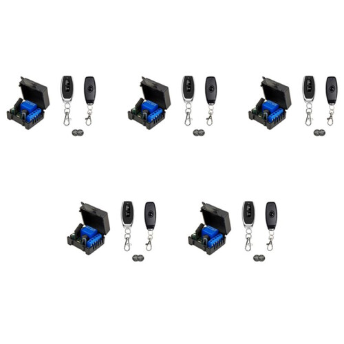 5X 433 Mhz RF Wireless  Receiver  12V Single Relay Receiver Module with 10 Remote Transmitter