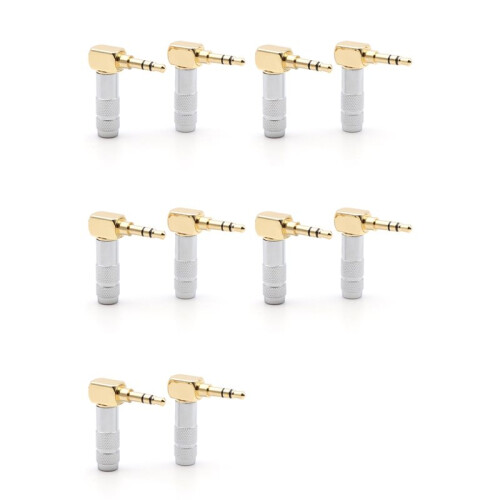 5pcs 3.5mm L Shape Jack Gold Plated 90 Degree Angle Audio Connector Audio Plug Silver
