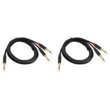 2pcs 6.35mm Stereo to 2 Mono 6.35 Male Mono Y-Splitter Insert Cable 1/4 Inch Male Jack to Dual 1/4inch 6.5 Male Cable B