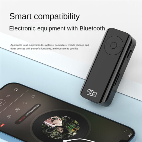 2X Bluetooth5.3 Transmitter Receiver 3.5mm AUX Wireless Adapter Stereo with Digital Display 2