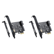 2X Carte Adaptateur Avant PCI-E 1X Vers USB 3.2 Gen1 USB3.2 Type-C 2 (Type C+ Type A) Carte D'Extension