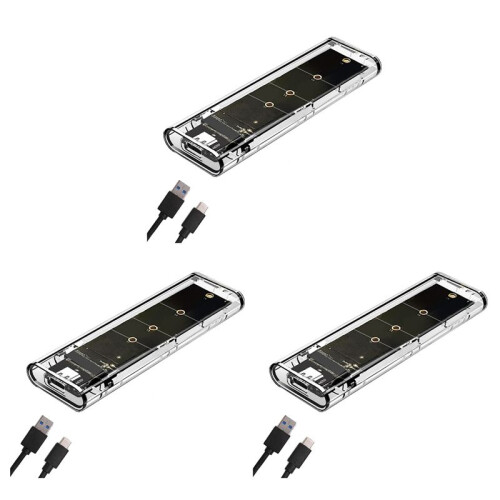 3X M.2 NGFF  Dual Protocol SSD Case USB Type C 10Gbps PCI-E M2 SSD Transparent External Enclosure Hard Disk Box