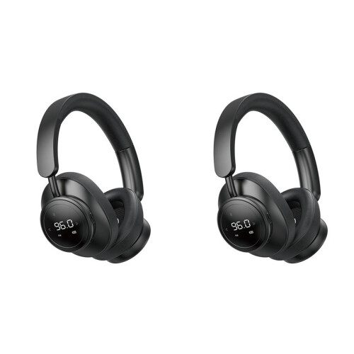 2X Wireless Headset Headphone with Mic Foldable over Ear  5.3 Earphone Support TF Card FM Radio Black