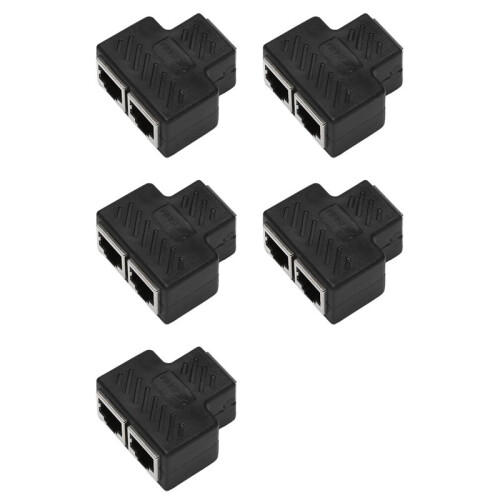 2 Port RJ45 Splitter Adapter LAN Network Ethernet Extender Connector Plug Lot 5pcs 1