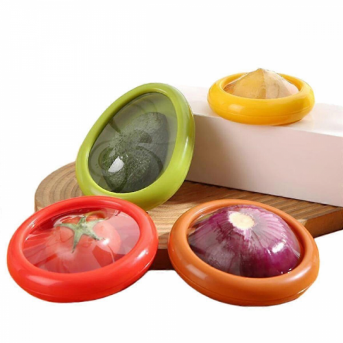 Silicone Fruit Storage Box, Set of 4 Reusable Storage Containers Compatible with Fridge Tw