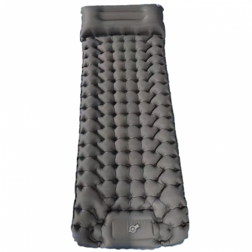 (grey)Camping Sleeping Pad with Pillow Builtin Pump Ultralight Inflatable Sleeping Mat Waterproof 1