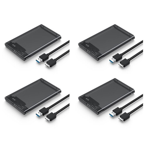 4X Caixa de Disco Rígido Cinza Transparente para Caixa Rígida Caixa de Disco Rígido de 2,5 Polegadas  para USB 3.0 Tipo-C 3.1 Caixa de Disco