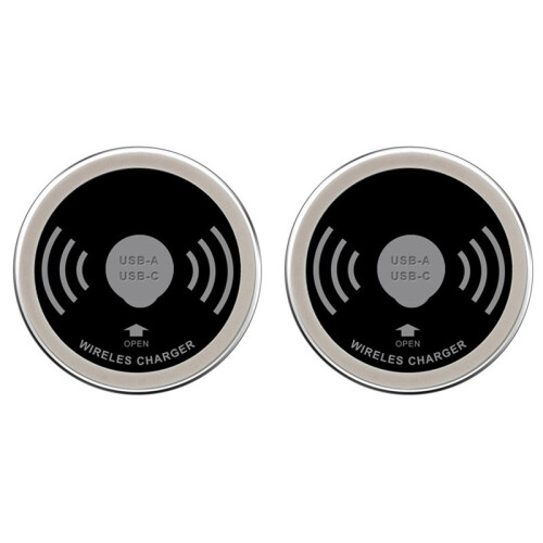 2X Built-in 60mm Desktop Waterproof  Wireless Charger with USB C Type-C Charging