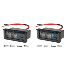 2X Dubbele Aanstekeraansluiting 78W 12V USB-Aansluiting Dubbele USB-C PD & QC3.0 Auto-Oplaadpoort met Schakelaar voor Bus en Boot