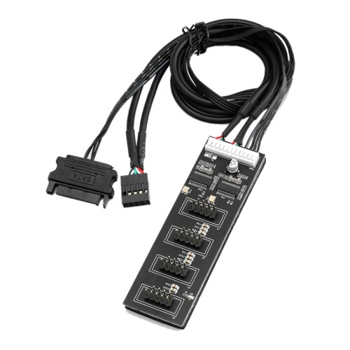 3X 9Pin USB Header Splitter, USB 2.0 Header Splitter with  Power Cable, Internal USB Hub for CPU/RGB Light/Printer 1