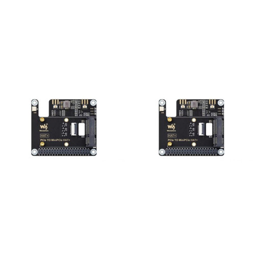 2X Waveshare for Raspberry Pi 5 PCIe to MiniPCIe Expansion Board with 16P Cable GPIO Header Support USB
