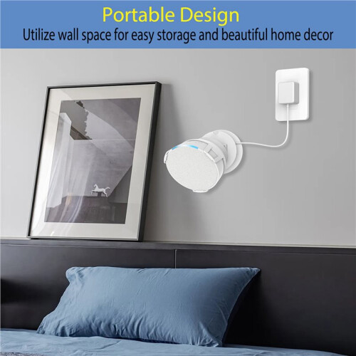 2X Wall Mount Speaker Holder for Echo ,Indoor Sound Box Bracket Built-in Cable Management,White 2