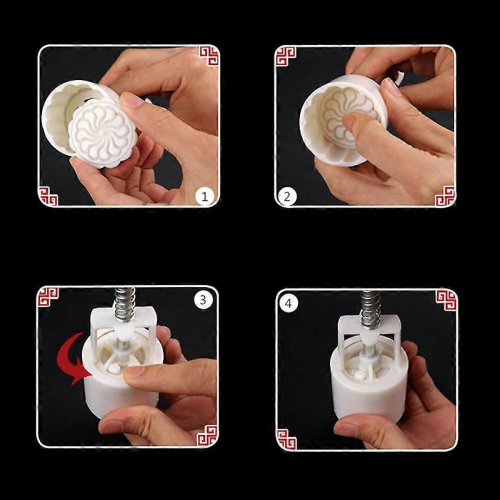 Mooncake Mold 50g Set Hand Press Dessert Diy Bake Lovers Gift Accessory 2