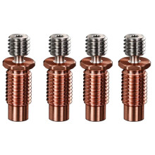 4X All-Metal Bi-Metal V6-TCrazy Heatbreak Titanium & Copper 3D Printer Nozzle Bimetal Throat for 1.75mm V6 Hotend Heater