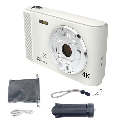 4K Camera Student Digital Ultra-Thin Anti-Shake  Zoom Portable Retro Camera White