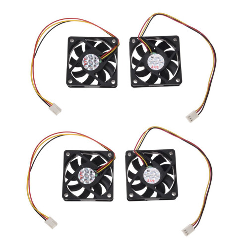 60mm 6cm  12V 3 Pin Computergehaeuse CPU Kuehler Luefter Schwarz 4 Stk