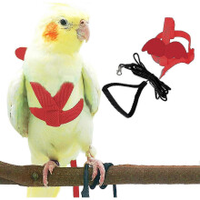 (M, Red) Adjustable Bird Harness With 80 Inch Leash, Outdoor Flying Kit Training Rope For Birds Parrots Cockatiel